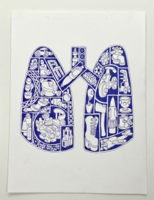 Shaped Narrative Lungs 2017 Gary Clough Ink on Paper